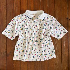 Vintage Haband Bowling Print Cropped Polo Shirt Women's Size Large